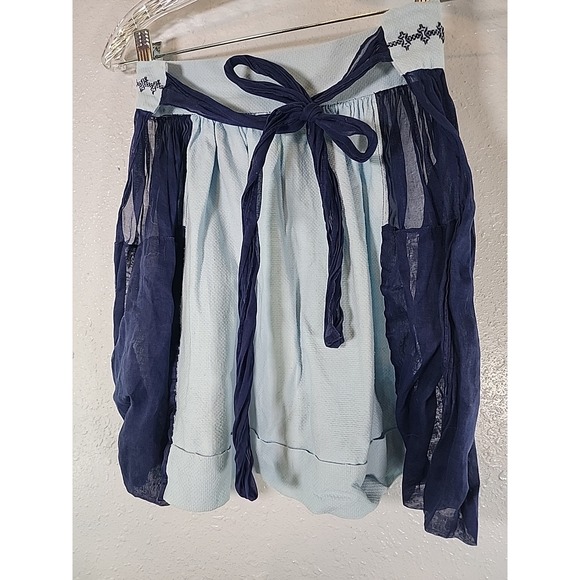 Vintage Embroidered BlueHostess Half Apron Shabby Cottage Retro MCM Handmade - Picture 2 of 6